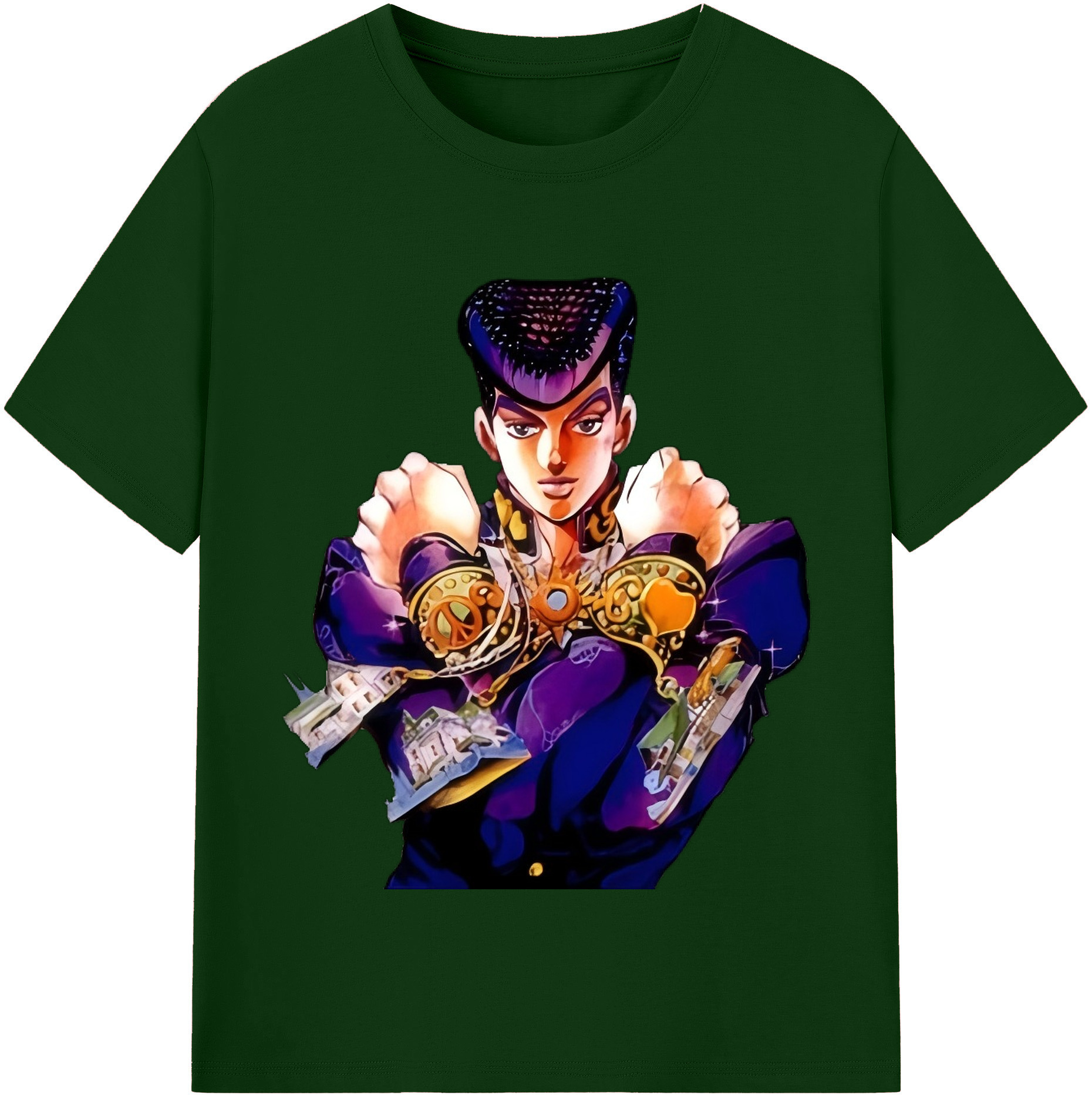 （画像用） ジョジョの奇妙な冒険 ひがしかた じょうすけ JoJo's Bizarre Adventure Higashikata Josuke 綿100％半袖Tシャツ（フロントプリント）